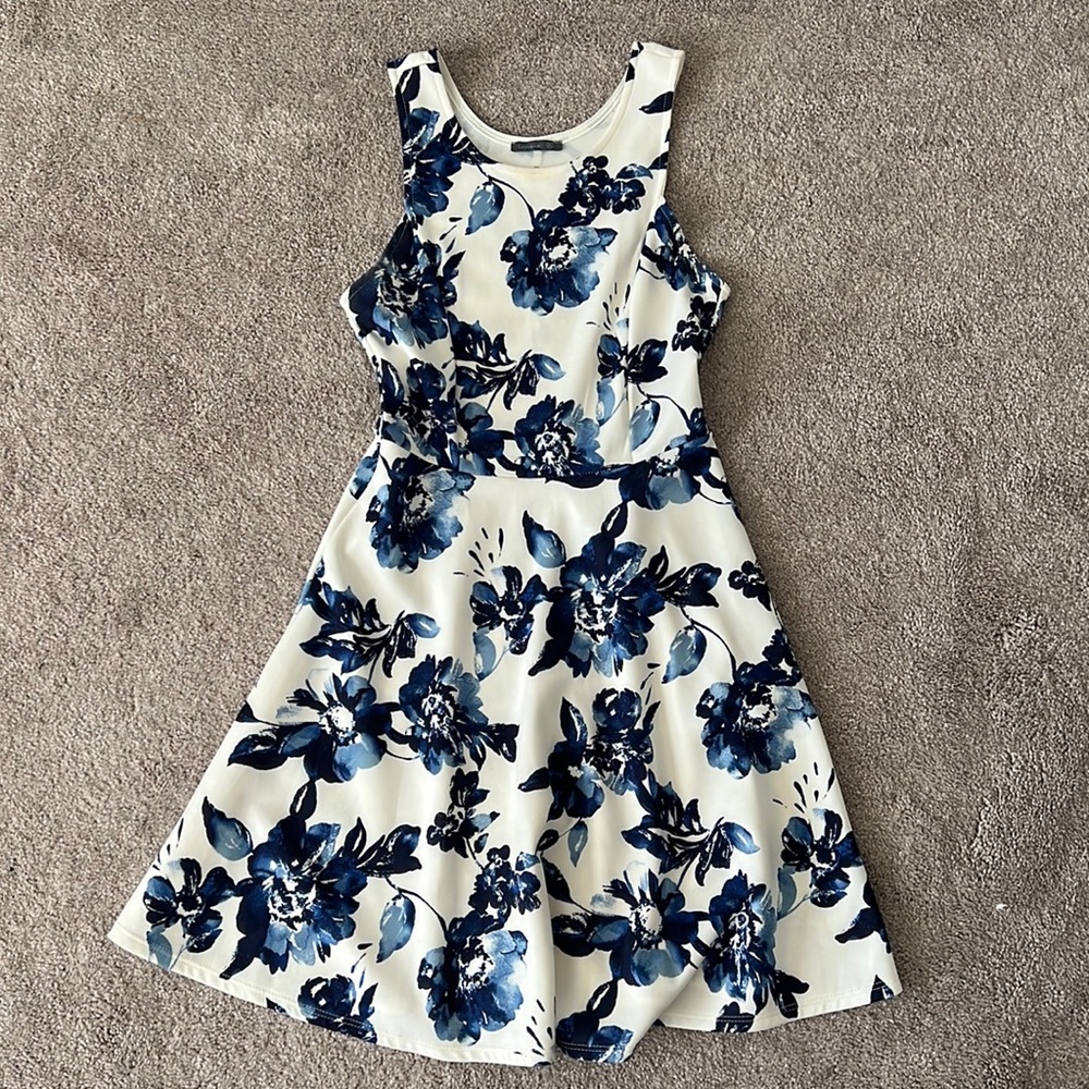 White & Blue Floral Dress